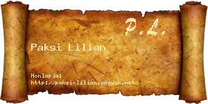 Paksi Lilian névjegykártya